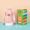 Animal Cartoon Rabbit Water Bottle with Straw -Detachable Strap Cute Creative Portable Kettle Cups for Camping Hiking Traveling Sporting School, Daily Drinking Bottle for Students   image 1