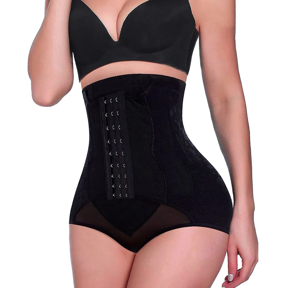  High Waist Tummy Control Shapewear Pants with Butt Lifter and Hook Closure Black