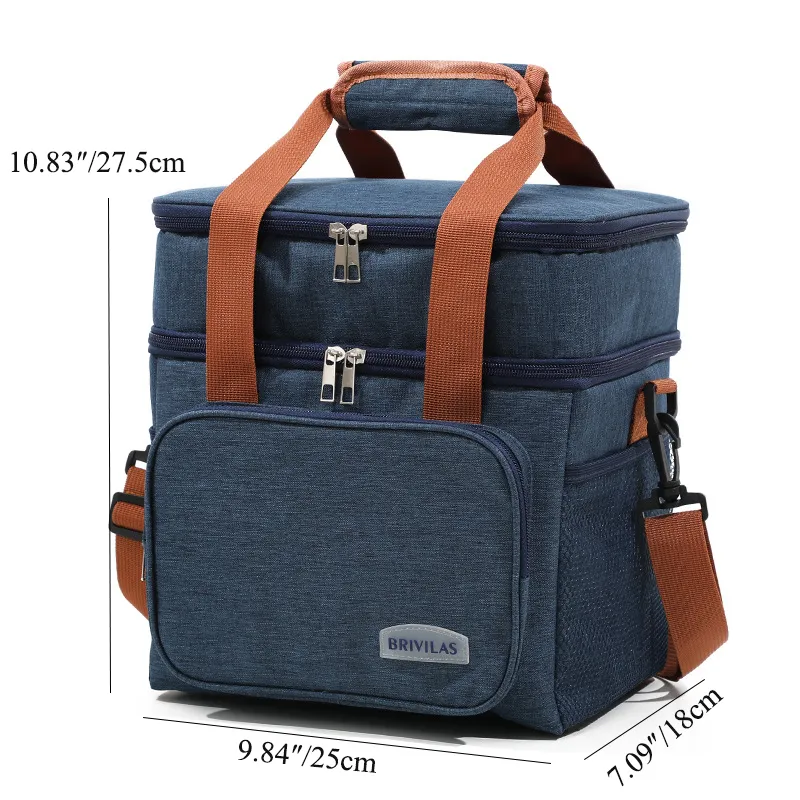 

Insulated Lunch Bag for Women Men, Freezable Large Lunch Bag Reusable Leakproof Lunch Box Cooler Tote Bag for Work Picnic or Travel, Double Compartmen