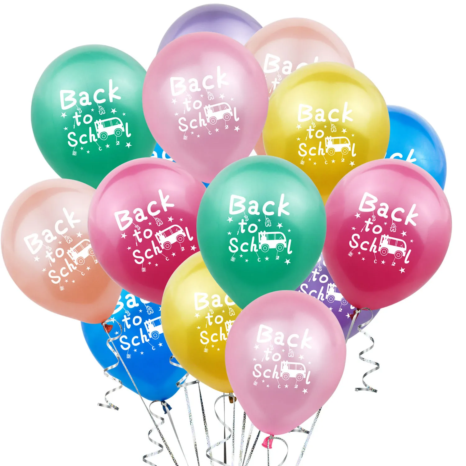 

15-pack Mixed Color Back to School Decoration, Colorful Back to School Balloons, First Day of School for Classroom Decorations Kindergarten Party Supp