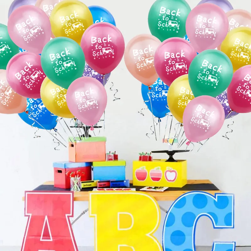 15-pack Mixed Color Back to School Decoration, Colorful Back to School Balloons, First Day of School for Classroom Decorations Kindergarten Party Supplies  image 4