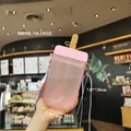 300ml Cute Straw Cup New Plastic Popsicle Shape Water Bottle BPA Free Transparent Juice Drinking Cup Suitable for Boys Girls  image 1