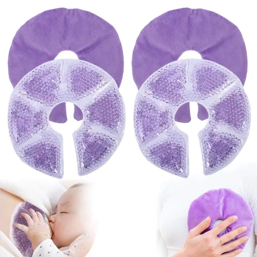 2-pack Reusable Nursing Pads, Breast Pads for Breastfeeding, Relieve Nursing Pain, Mastitis, Engorgement, and More with Hot and Cold Gel Pads, Boost Milk Let-Down and Production