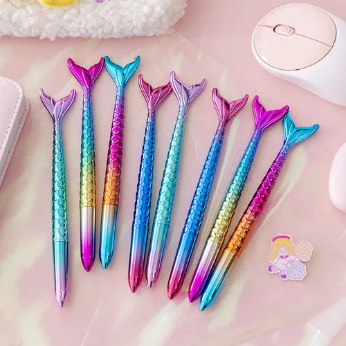 3pcs Mermaid Pens Fish Tail Pens Cute Fish Beauty Pens 0.5MM Black Ink Ballpoint Pens For Desk Decoration Accessories Stationery School Office