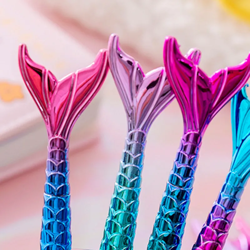 3pcs Mermaid Pens Fish Tail Pens Cute Fish Beauty Pens 0.5MM Black Ink Ballpoint Pens For Desk Decoration Accessories Stationery School Office big image 3