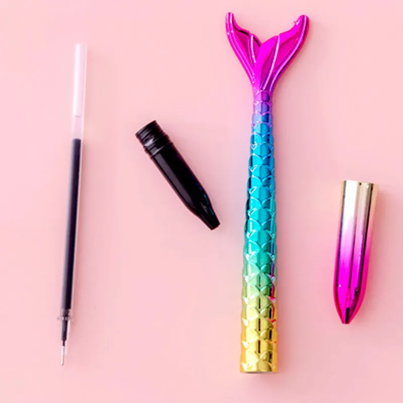 3pcs Mermaid Pens Fish Tail Pens Cute Fish Beauty Pens 0.5MM Black Ink Ballpoint Pens For Desk Decoration Accessories Stationery School Office Multi-color image 6