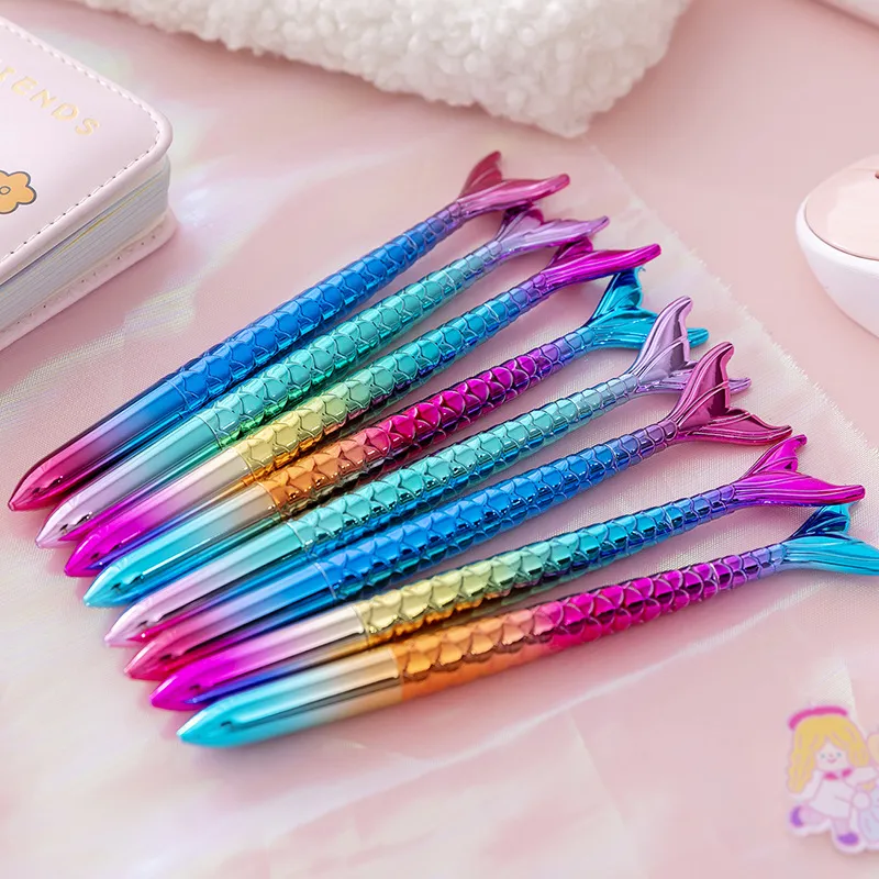 3pcs Mermaid Pens Fish Tail Pens Cute Fish Beauty Pens 0.5MM Black Ink Ballpoint Pens For Desk Decoration Accessories Stationery School Office  big image 4