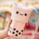 Home & Stuff Cute Telescopic Standing Design Pen Holder Pencil Case Stationery Can Be Pouch Gadget Travel Accessories Makeup Cosmetic Bag Pink