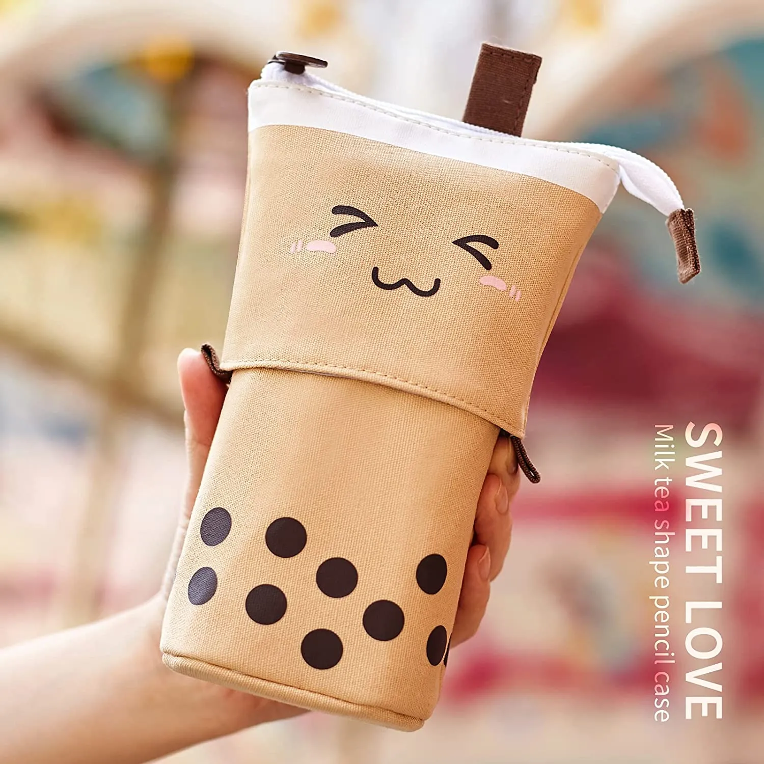 Home & Stuff Cute Telescopic Standing Design Pen Holder Pencil Case Stationery Can Be Pouch Gadget Travel Accessories Makeup Cosmetic Bag Color-F