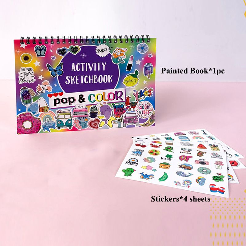 

Coloring Book Stickers, Suitable for Kids Over 5 Years Old, Cartoon Animal Drawing Doodle Hand Book Coloring Book Set (Pens Is Not Included)