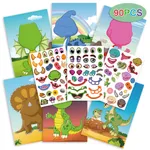 9pcs Cartoon Stickers for Kids Crafts, Dinosaur Elephant Panda Face Changing Princess Dress Up Sticker  Color block