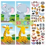 9pcs Cartoon Stickers for Kids Crafts, Dinosaur Elephant Panda Face Changing Princess Dress Up Sticker   image 3