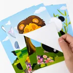 9 قطع ملصقات الكرتون للأطفال الحرف اليدوية، ديناصور الفيل الباندا الوجه تغيير الأميرة اللباس ملصق   image 5