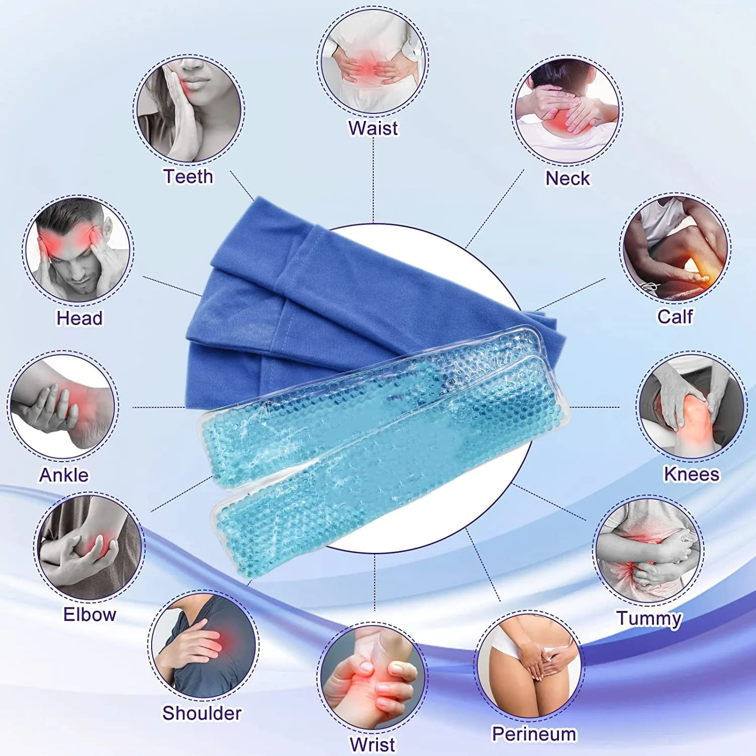 Gel Beads Ice Pack Ice Bag 2-pack Reusable Hot & Cold Pack Compress for Knee, Shoulder, Foot, Back, Ankle, Neck, Hip, Elbow, Wisdom Tooth  image 3