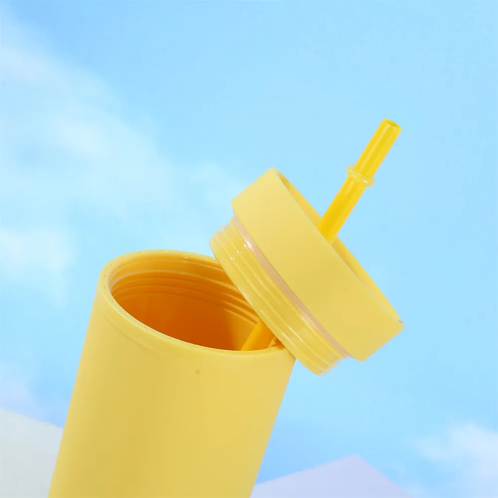  Double Wall Insulated Plastic Tumblers with Lid and Straws  big image 4