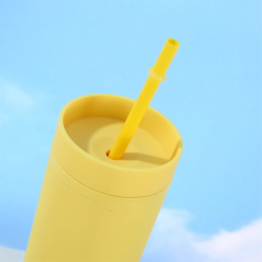  Double Wall Insulated Plastic Tumblers with Lid and Straws  big image 5