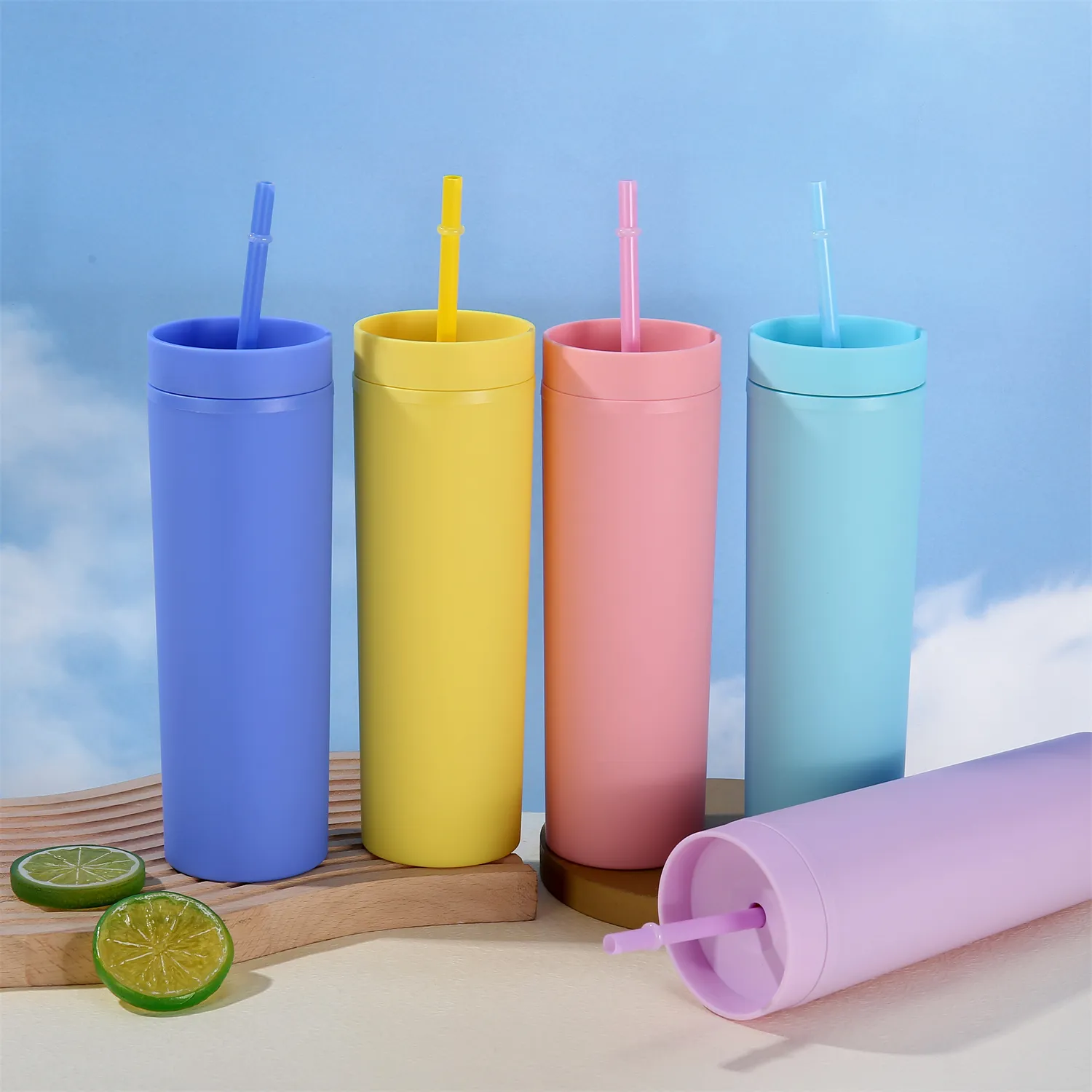  Double Wall Insulated Plastic Tumblers with Lid and Straws  big image 7