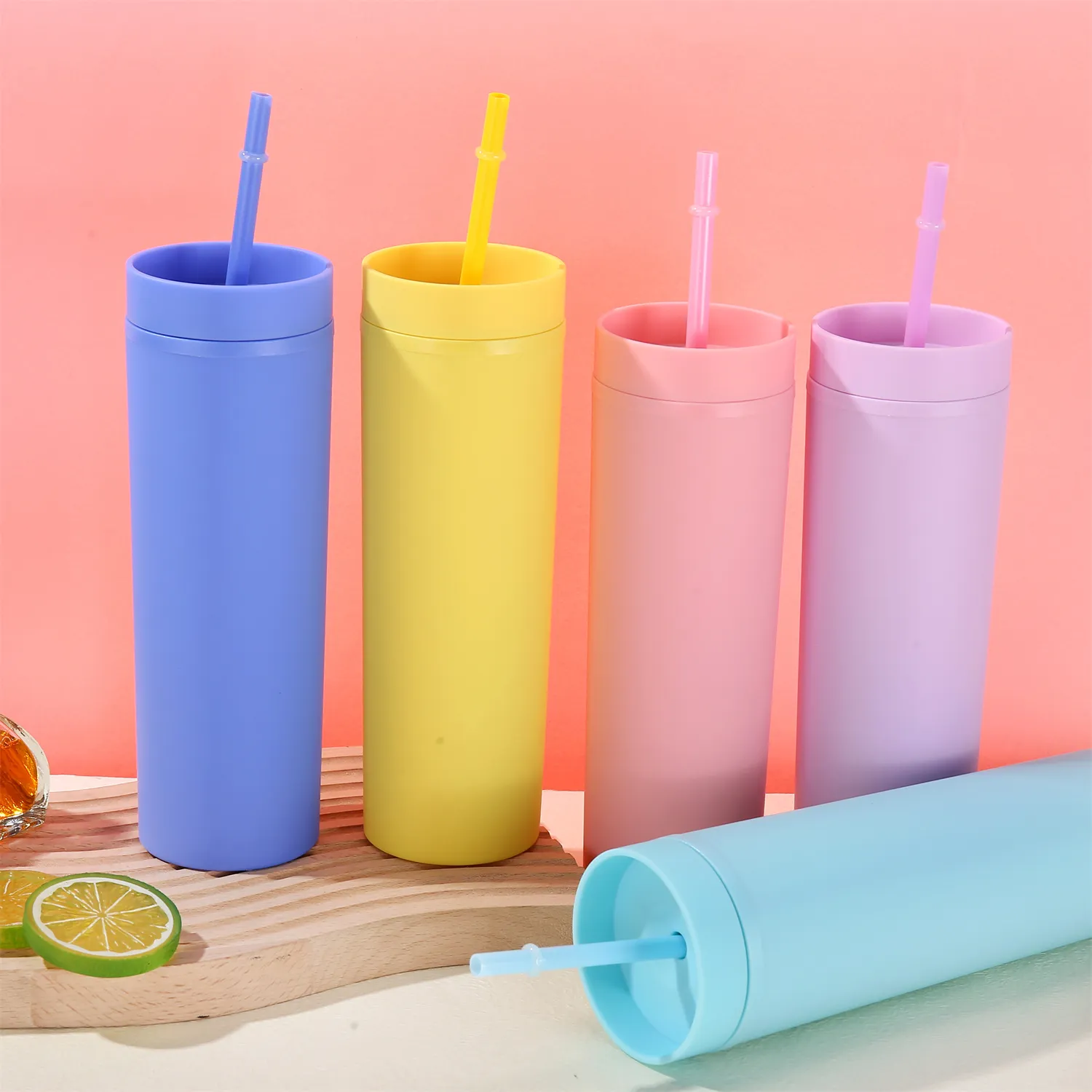 Double Wall Insulated Plastic Tumblers with Lid and Straws  big image 8