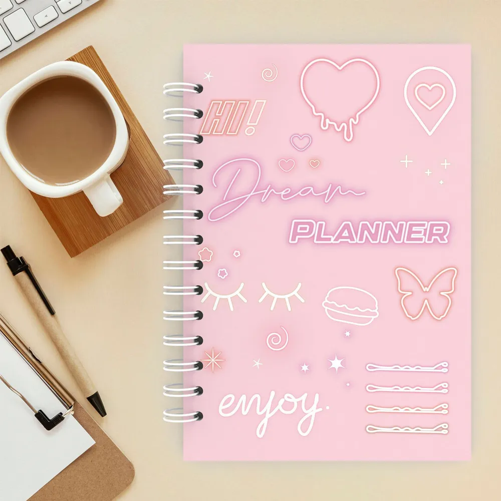 Spiral Binding A5 Undated Planner by 5.5"×8.2" To Do List Notepad with Durable Front and Rear Covers