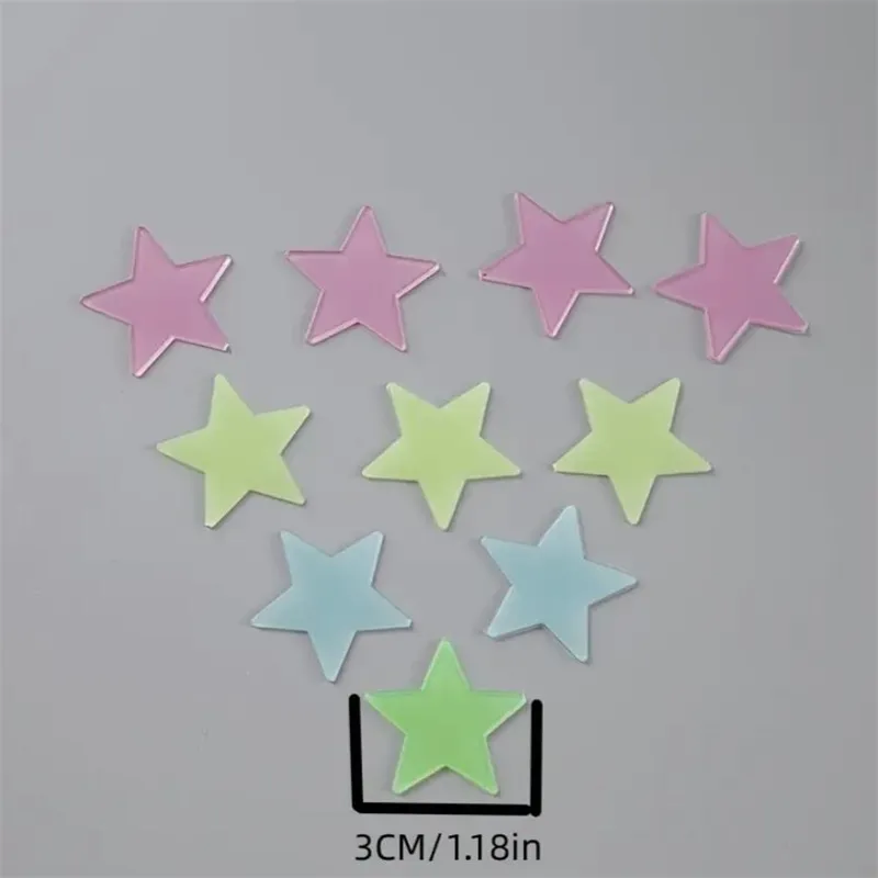 100 pezzi / 200 pezzi stelle fluorescenti che si illuminano al buio adesivi murali per la decalcomania del soggiorno della camera dei bambini Multicolore big image 1
