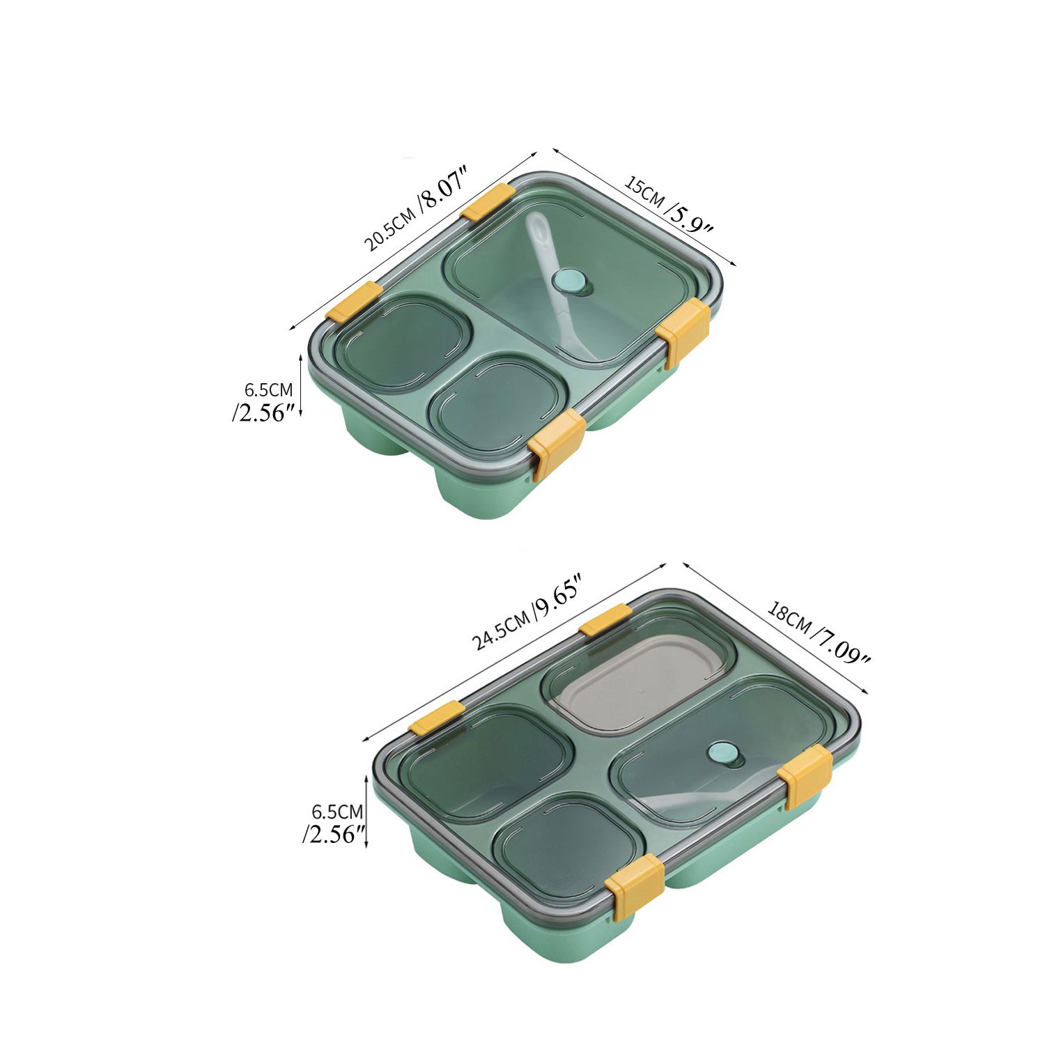 Bento Lunch Box Avec Cuillère Et Couvercle Réutilisable En Plastique Divisé Boîtes De Stockage De Nourriture Récipients De Préparation De Repas Pour E
