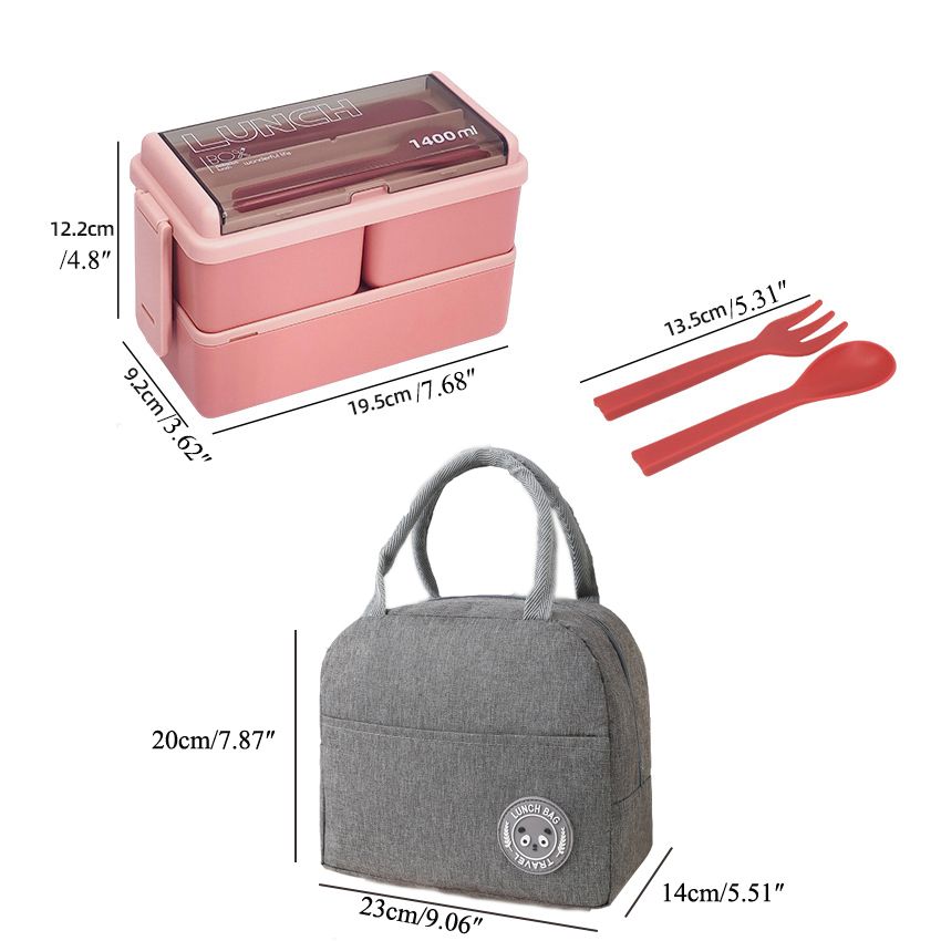 

Students Lunch Box With 2 Compartment, With Spoon and Fork, Lunch Boxes Containers For Men Women (with Insulation Bag)