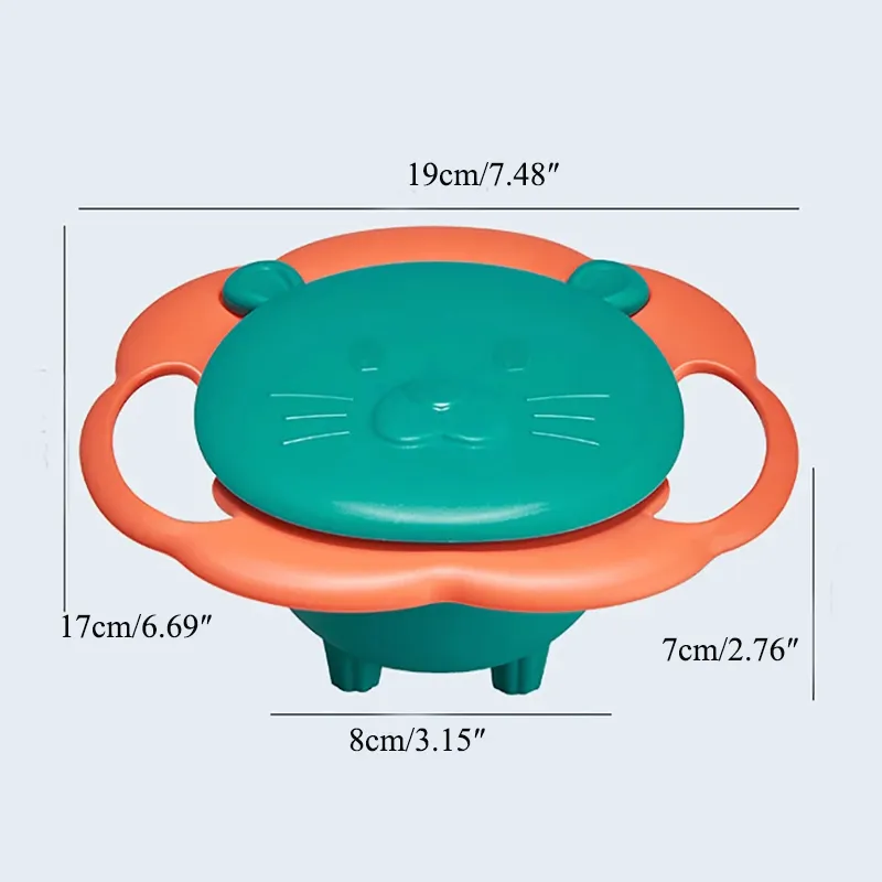 Tigela de giroscópio do bebê 360 ° Tigela de giroscópio resistente ao derramamento com tampa Verde big image 1