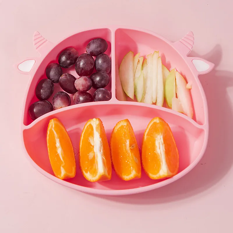 Weaning Supplies, Silicone Children's Cutlery Suction Bowl Pink image 2