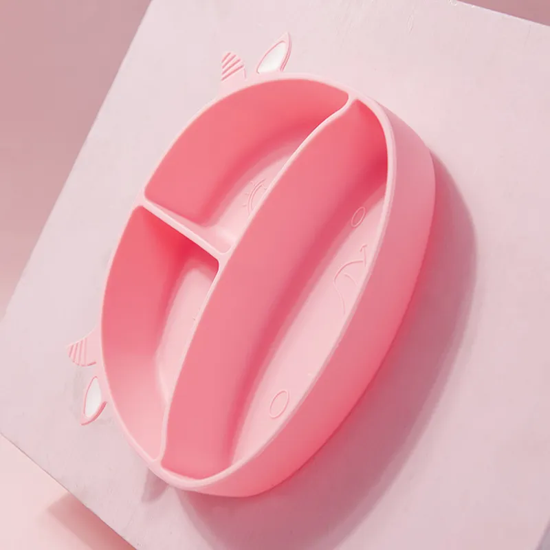 Weaning Supplies, Silicone Children's Cutlery Suction Bowl Pink image 3