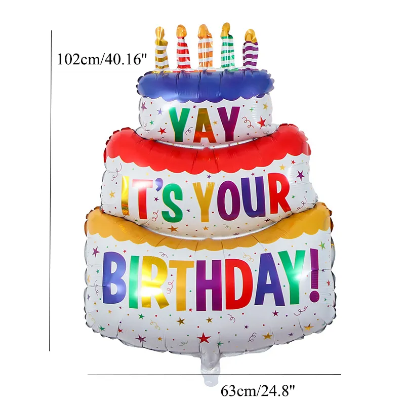 Colorful Cake Foil Balloons Happy Birthday Day Party Décoration Ballons Gonflables Pour Les Fournitures De Fête D’anniversaire