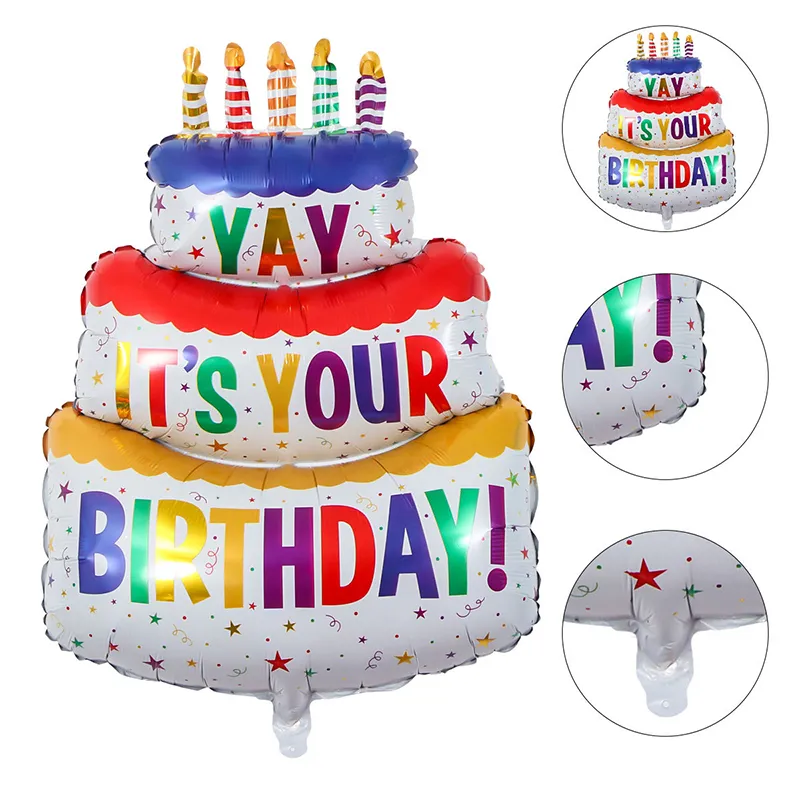 Bunte Kuchen Folienballons Alles Gute zum Geburtstag Tag Party Dekoration Aufblasbare Ballons für Geburtstagsfeier Zubehör Farbe-B big image 1