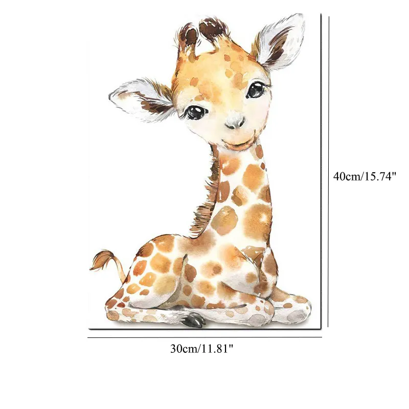 Cute Zoo Animals Canvas Wall Art Prints For Kids Nursery Baby Room