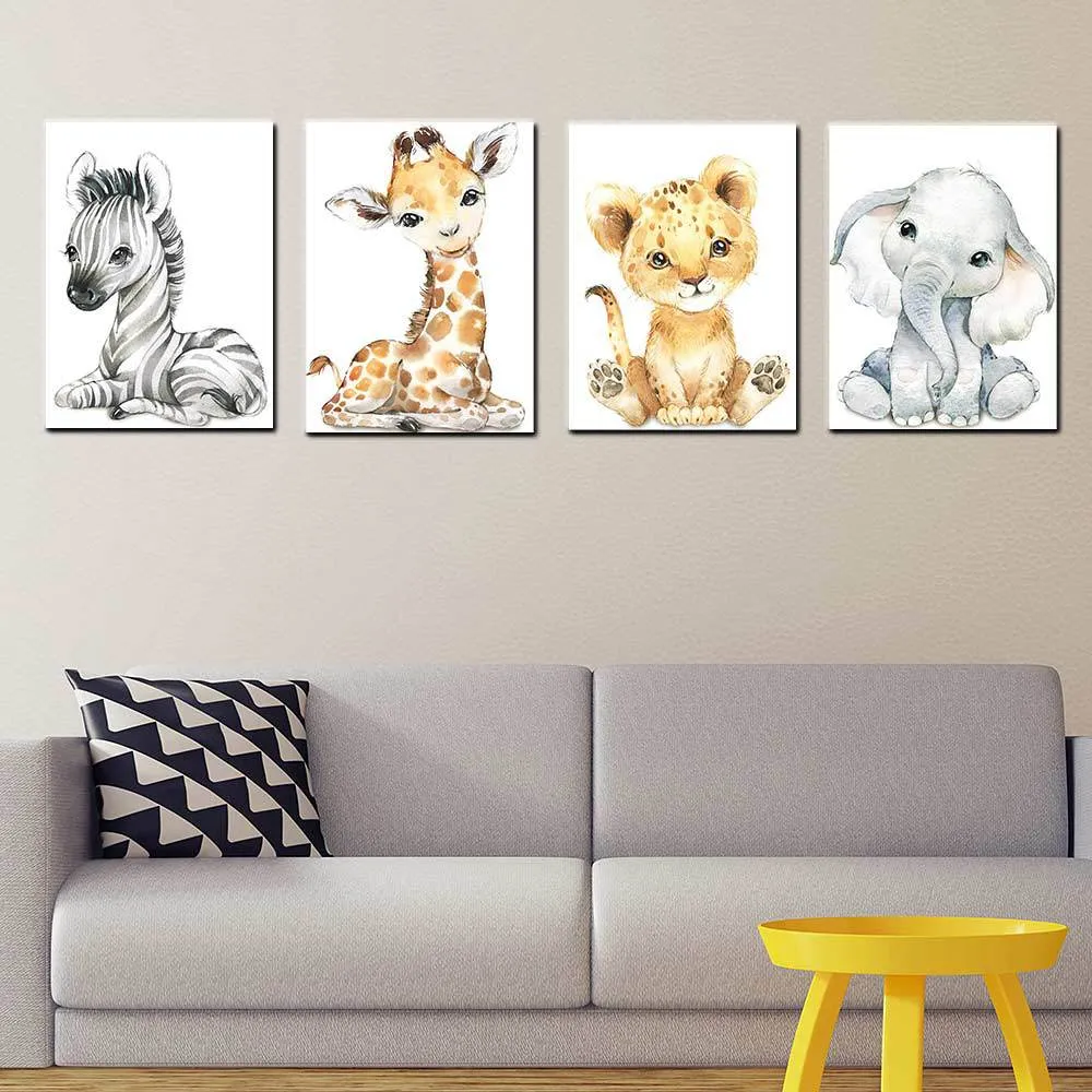 Bonito Zoo Animais Canvas Wall Art Prints para Crianças Berçário Baby Room  image 6