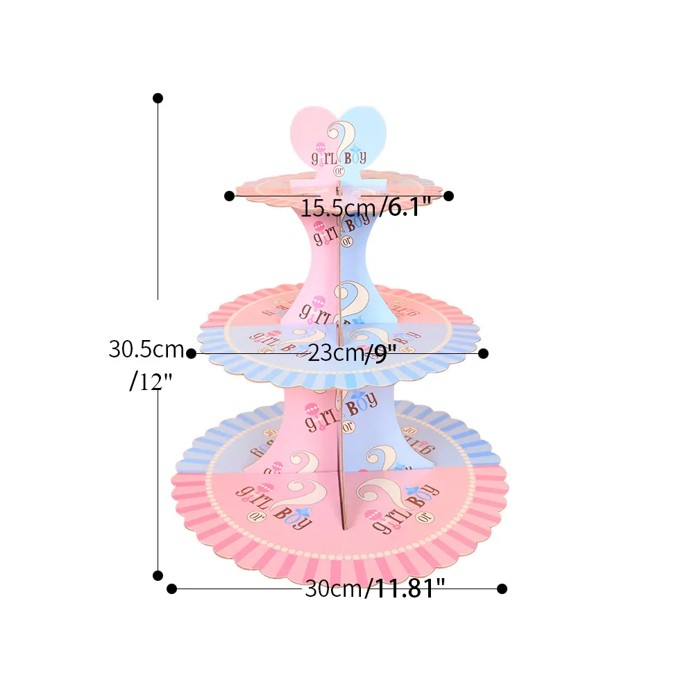 Cupcake Stand Party Supplies 3 Tier Cake Display Gender Reveal Party Decorations Table Centerpiece  big image 1