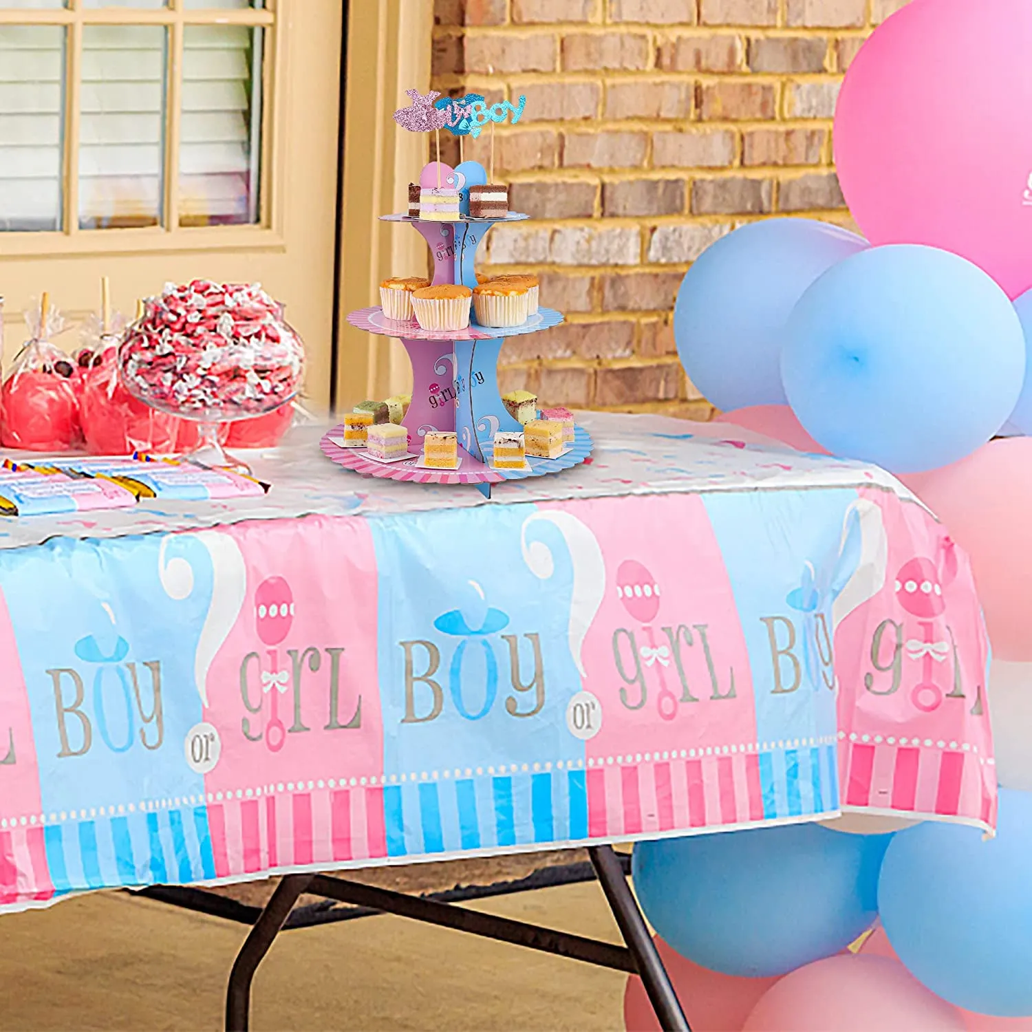 Cupcake Stand Party Supplies 3 Tier Cake Display Gender Reveal Party Decorations Table Centerpiece  image 5