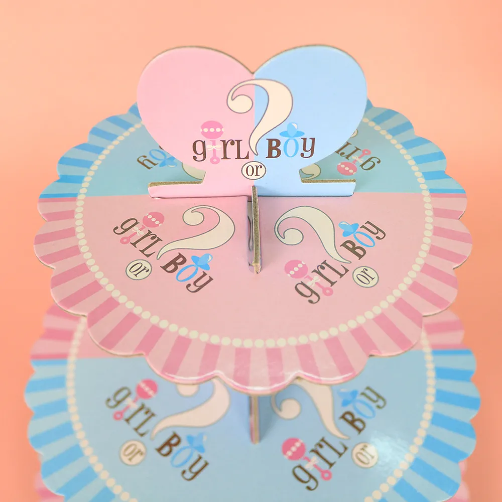 Cupcake Stand Party Supplies 3 Tier Cake Display Gender Reveal Party Decorations Table Centerpiece  image 6