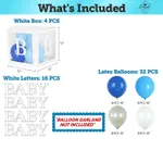 36pcs Baby Shower Decorations Kit - Large Size Transparent Baby Block Balloon Box Includes BABY, Alphabet Letters DIY, Baby Balloons, Gender Reveal Decor 1st Birthday Party Backdrop Color-B