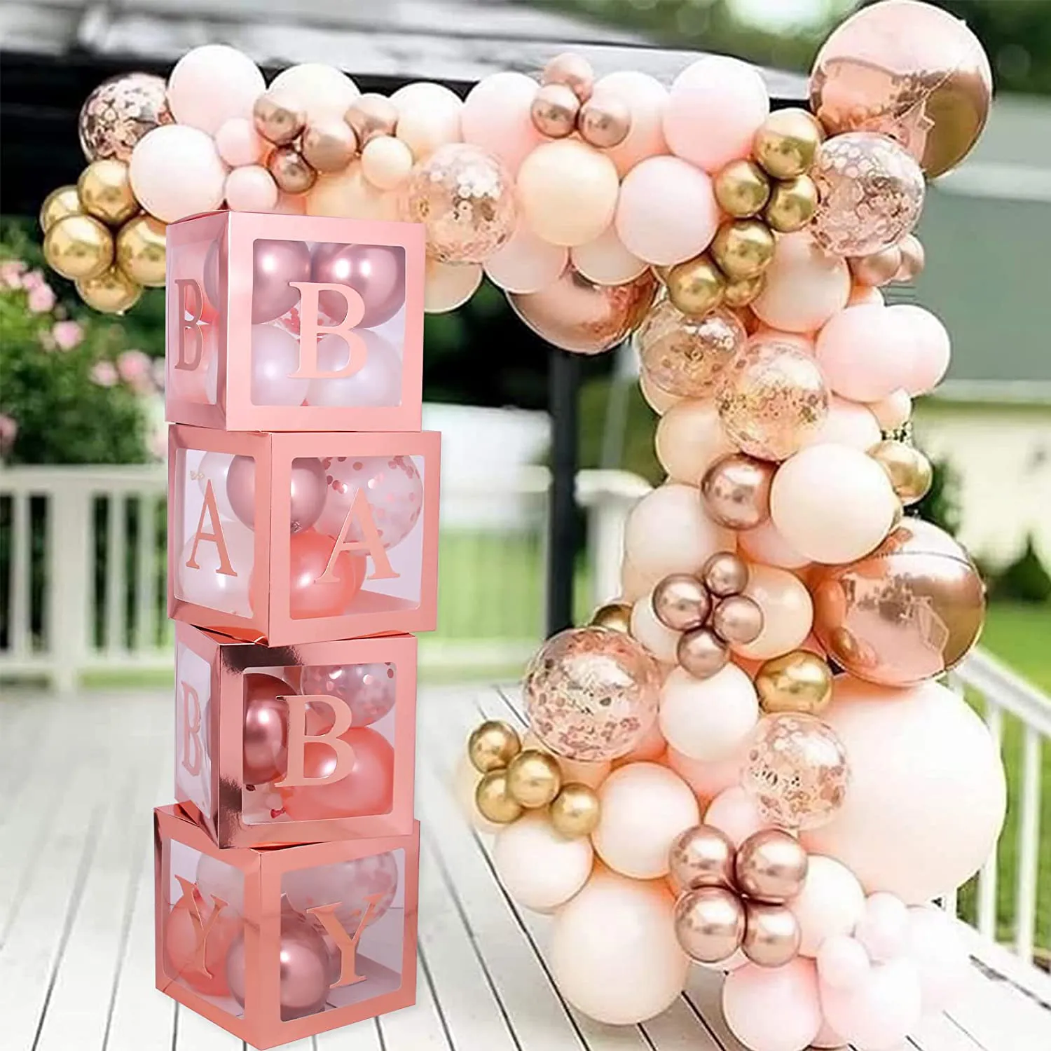 36pcs Baby Shower Decorations Kit - Large Size Transparent Baby Block Balloon Box Includes BABY, Alphabet Letters DIY, Baby Balloons, Gender Reveal Decor 1st Birthday Party Backdrop  image 3
