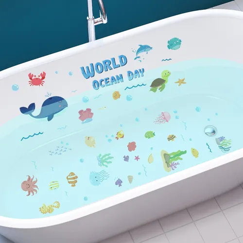 6pcs Adorable Non-Slip Removable Waterproof Sea Animal Bathtub Shower Deco Water-Resistance Stickers