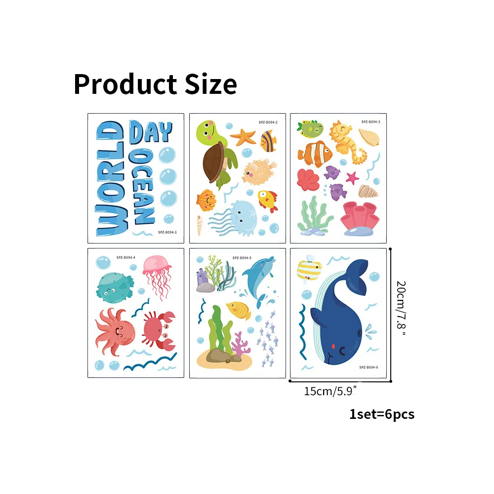 6pcs Adorable Non-Slip Removable Waterproof Sea Animal Bathtub Shower Deco Water-Resistance Stickers Color-A big image 1