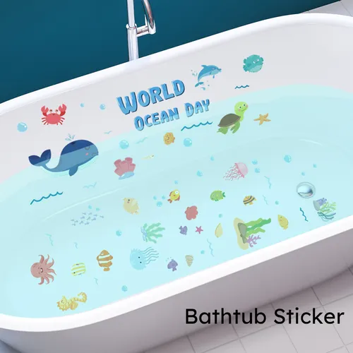 6pcs Adorable Removable Waterproof Sea Animal Bathtub Shower Deco Water-Resistance Stickers