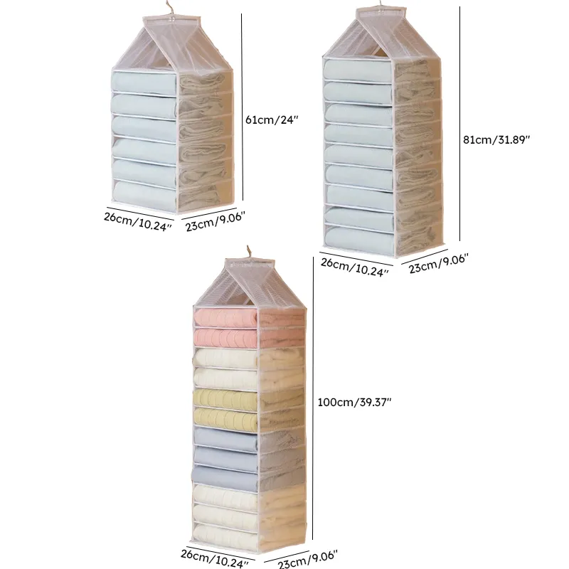 Hanging Wardrobe Trousers Clothes Super Long Storage Hanging Bag, Household Layered PVC Storage Bag  White big image 1