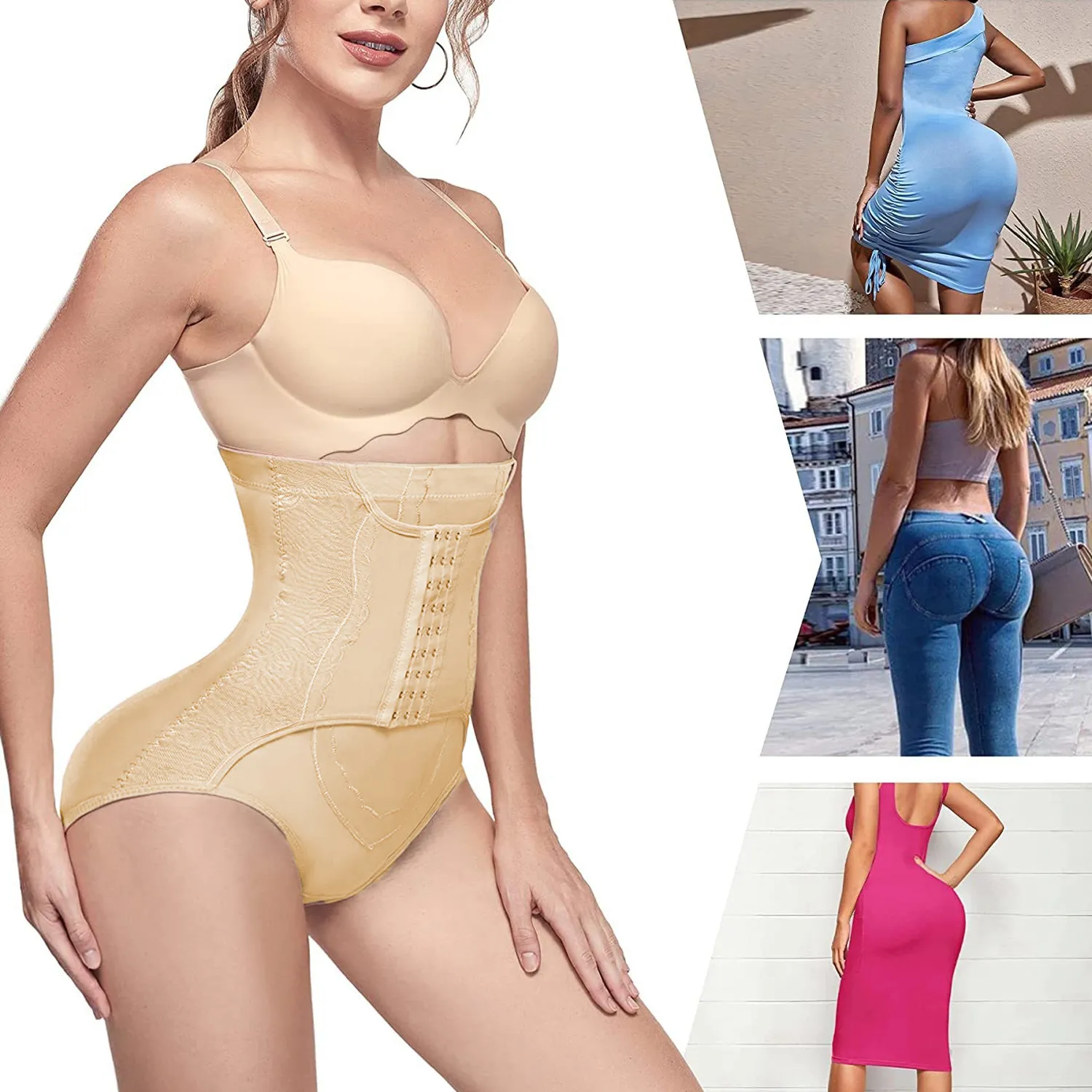  High Waist Tummy Control Shapewear Pants with Butt Lifter and Hook Closure  image 2