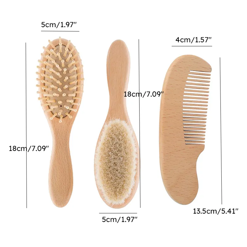 Wooden Hairbrush Set for Children and Adults Color-A big image 1