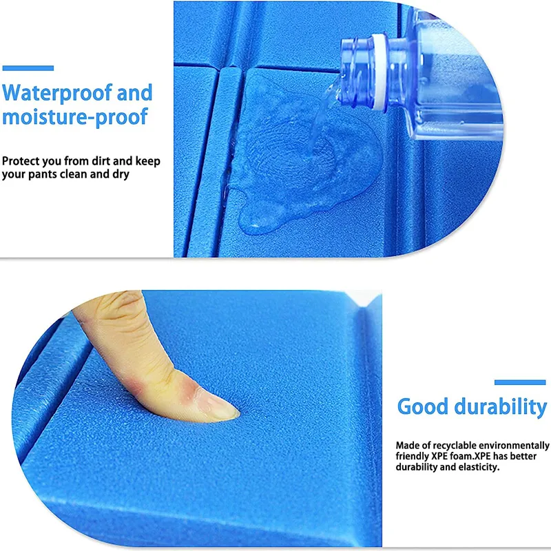 Outdoor Foldable Cushion for Camping, Hiking, and Picnic - Portable with Bonus Storage Bag Blue image 5