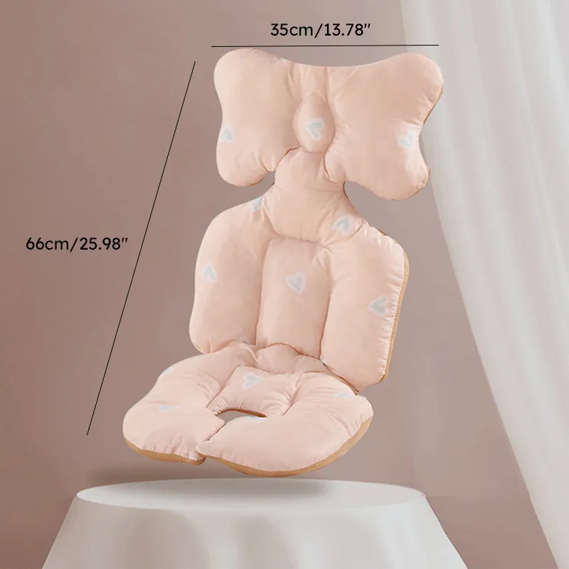 Baby Stroller Cushion Thickened Cotton Pad for Comfortable Seating and Added Shock Absorption Pink