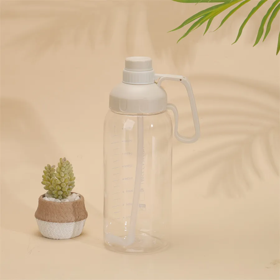 1800ml Straw Water Bottle - Large Capacity Sports Portable Bottle White image 6