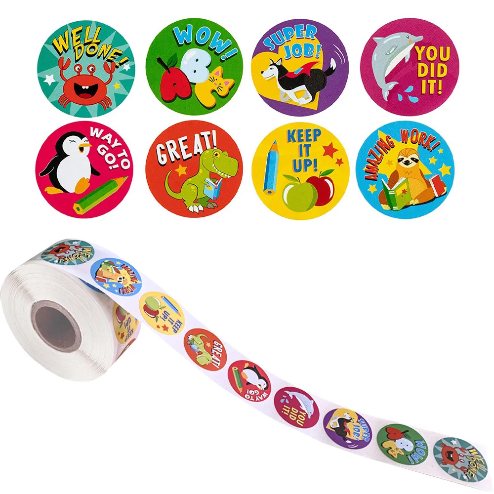 Animal-themed Encouragement Decoration Adhesive Sticker Labels - 500 Stickers Color-A image 4