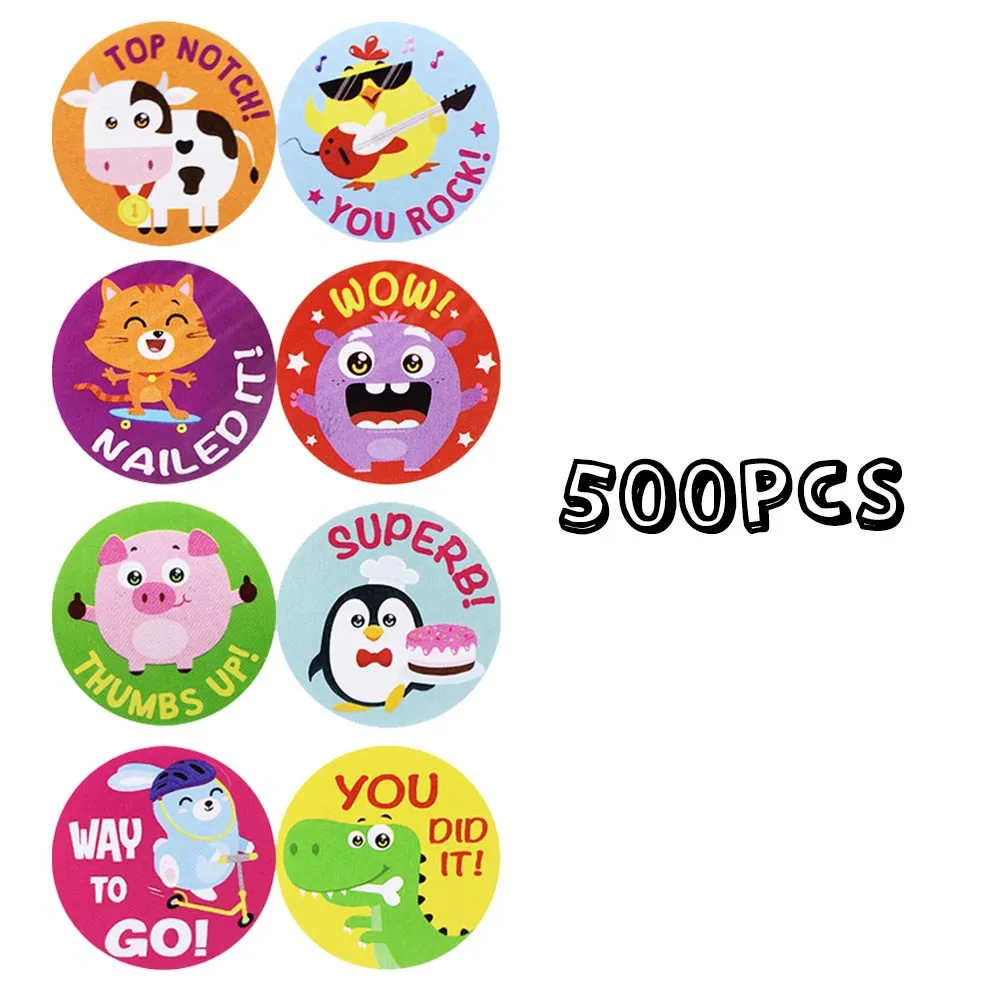 Animal-themed Encouragement Decoration Adhesive Sticker Labels - 500 Stickers Color-B image 2