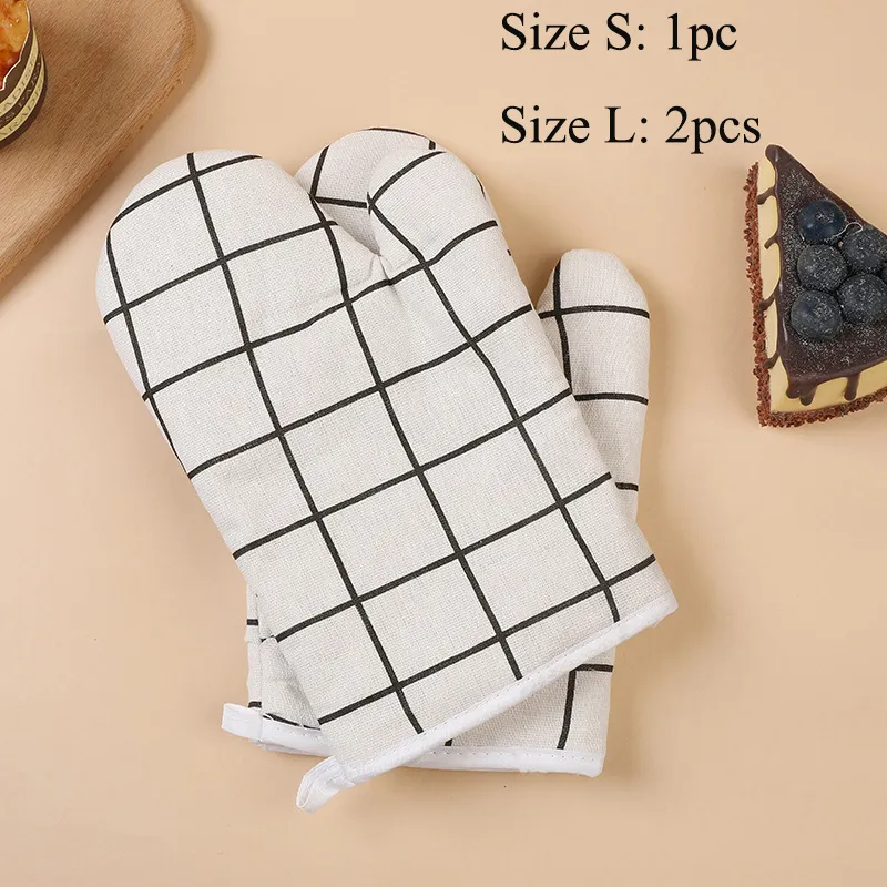Cotton and Linen Microwave Oven Baking Gloves - Kitchen/Baking Tools  White big image 1